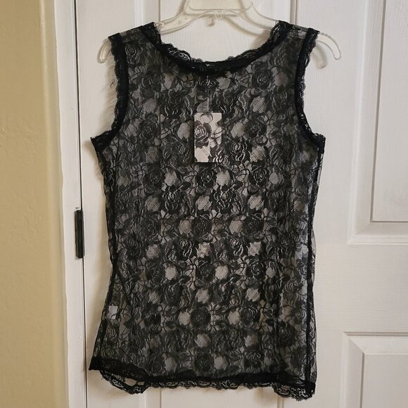 Camisa Blue knot-front off-shoulder tunic and sheer lace Tank Size: Medium NWT - Picture 5 of 14